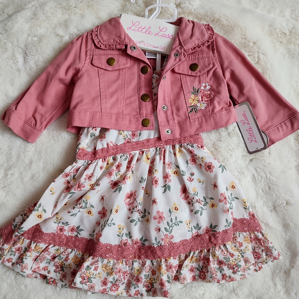 Little Lass Pink Floral Kids Formal Dress